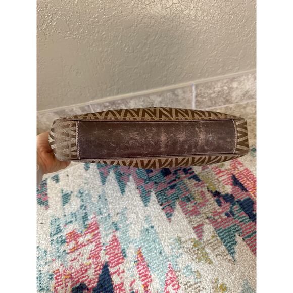 Vintage Mario Valentino Logo Printed brown Shoulder Bag gold hardware - Picture 5 of 16